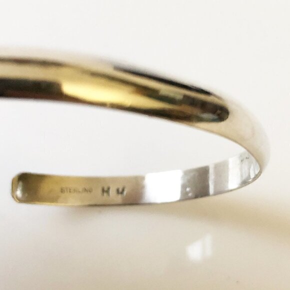 Navajo Herbert Harvey HH Signed Sterling Silver .925 High Polish Cuff Bracelet - Picture 7 of 7